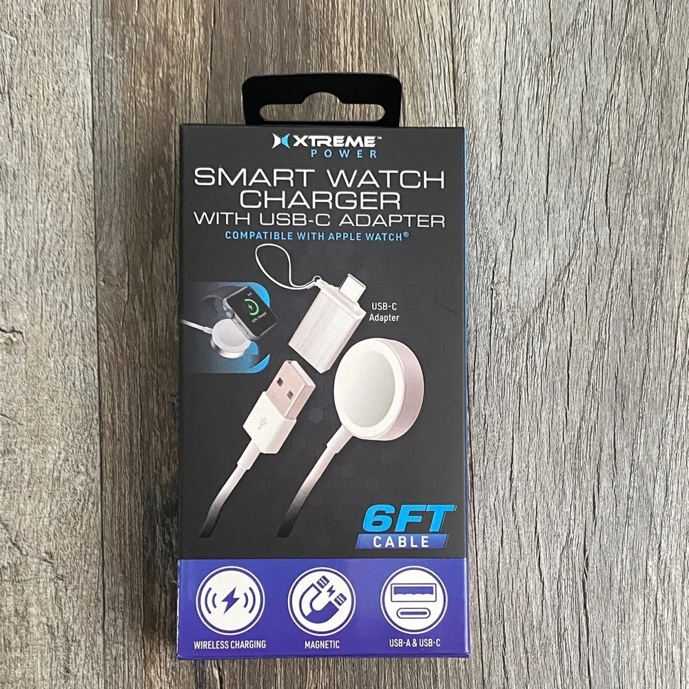 Smart Watch Charger with USB-C Adapter - White